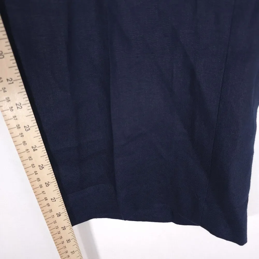 LAUREN RALPH LAUREN‎ New Women’s Pants 16W Navy 100% LINEN Trousers Wide Leg